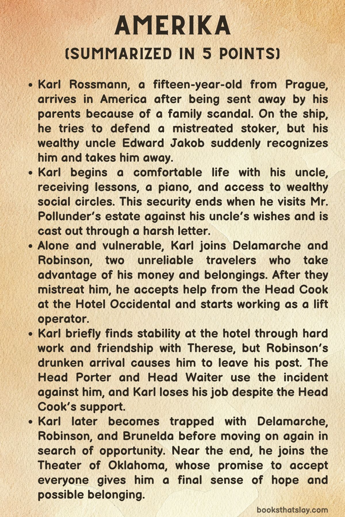 Amerika by Franz Kafka Summary