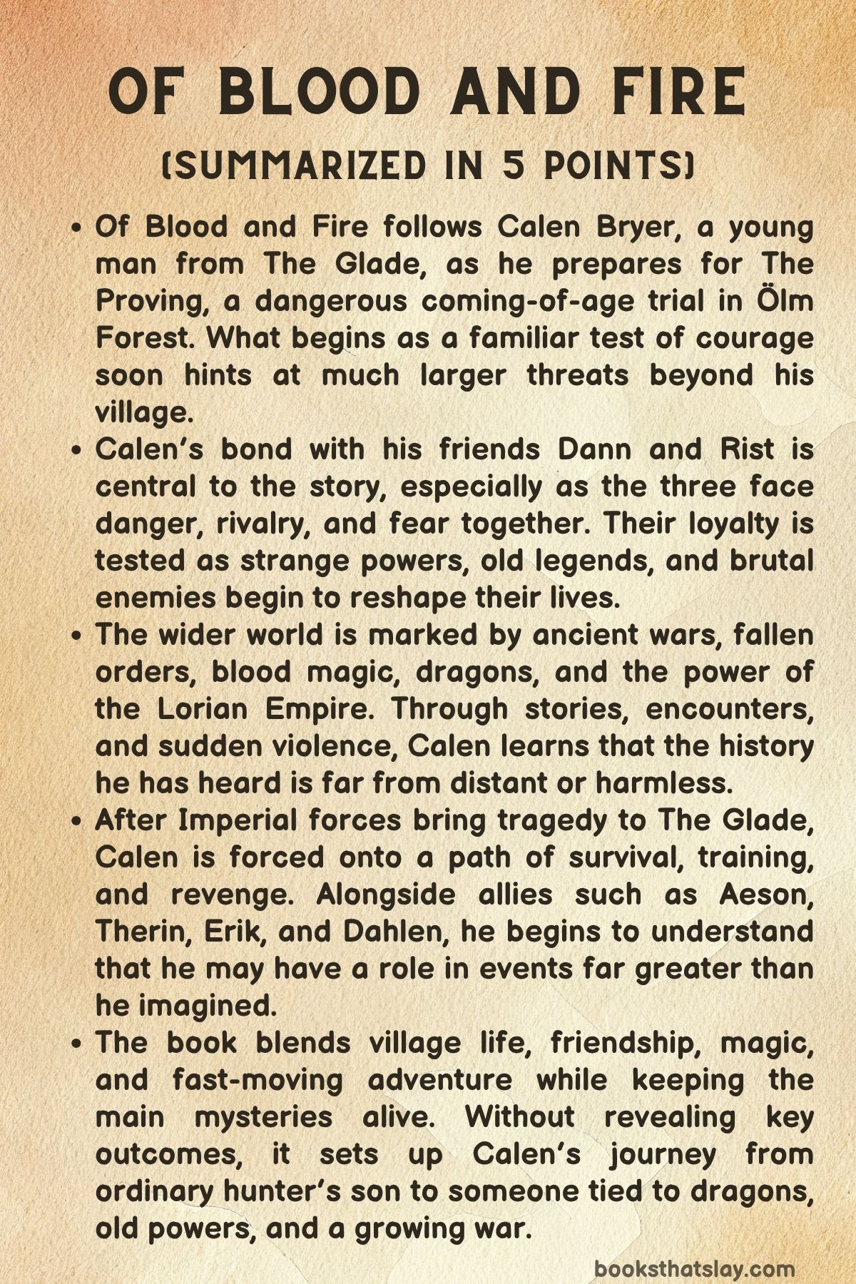 Of Blood and Fire Summary