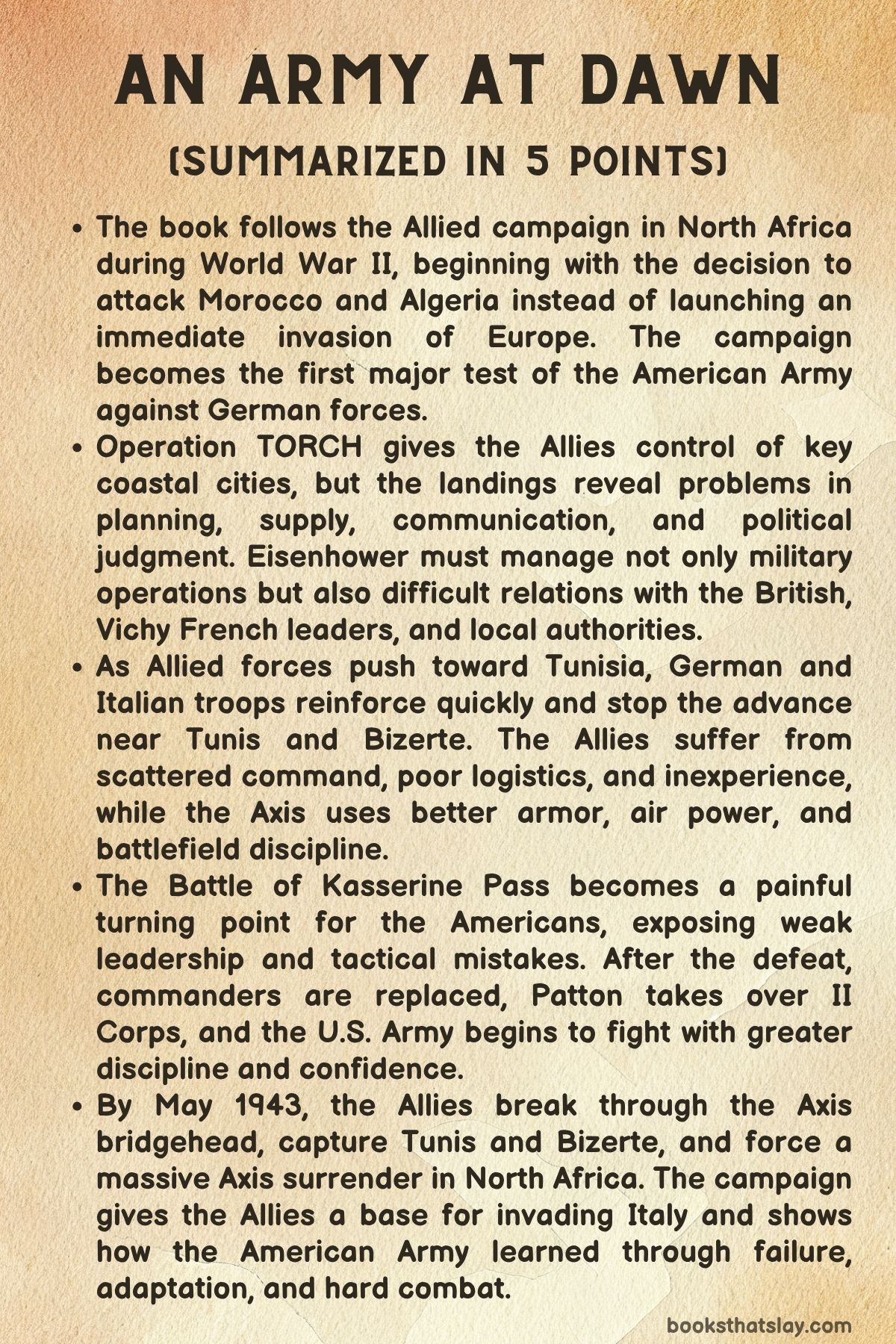 an army at dawn summary