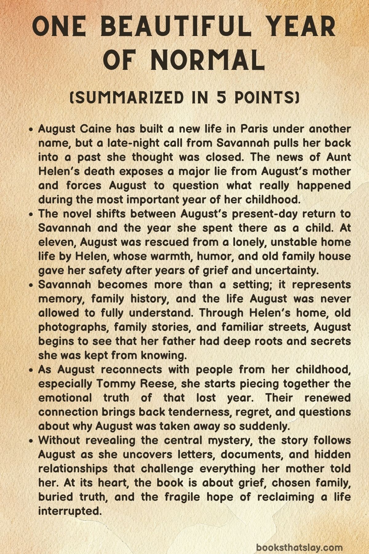 One Beautiful Year of Normal Summary