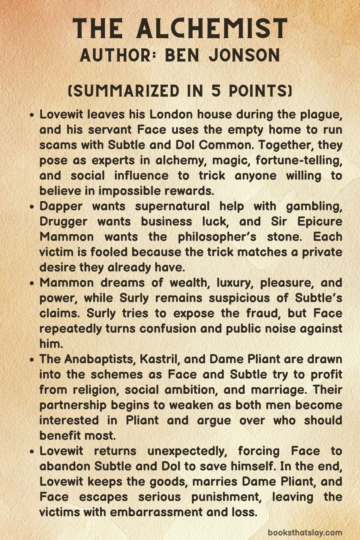 The Alchemist by Ben Jonson Summary