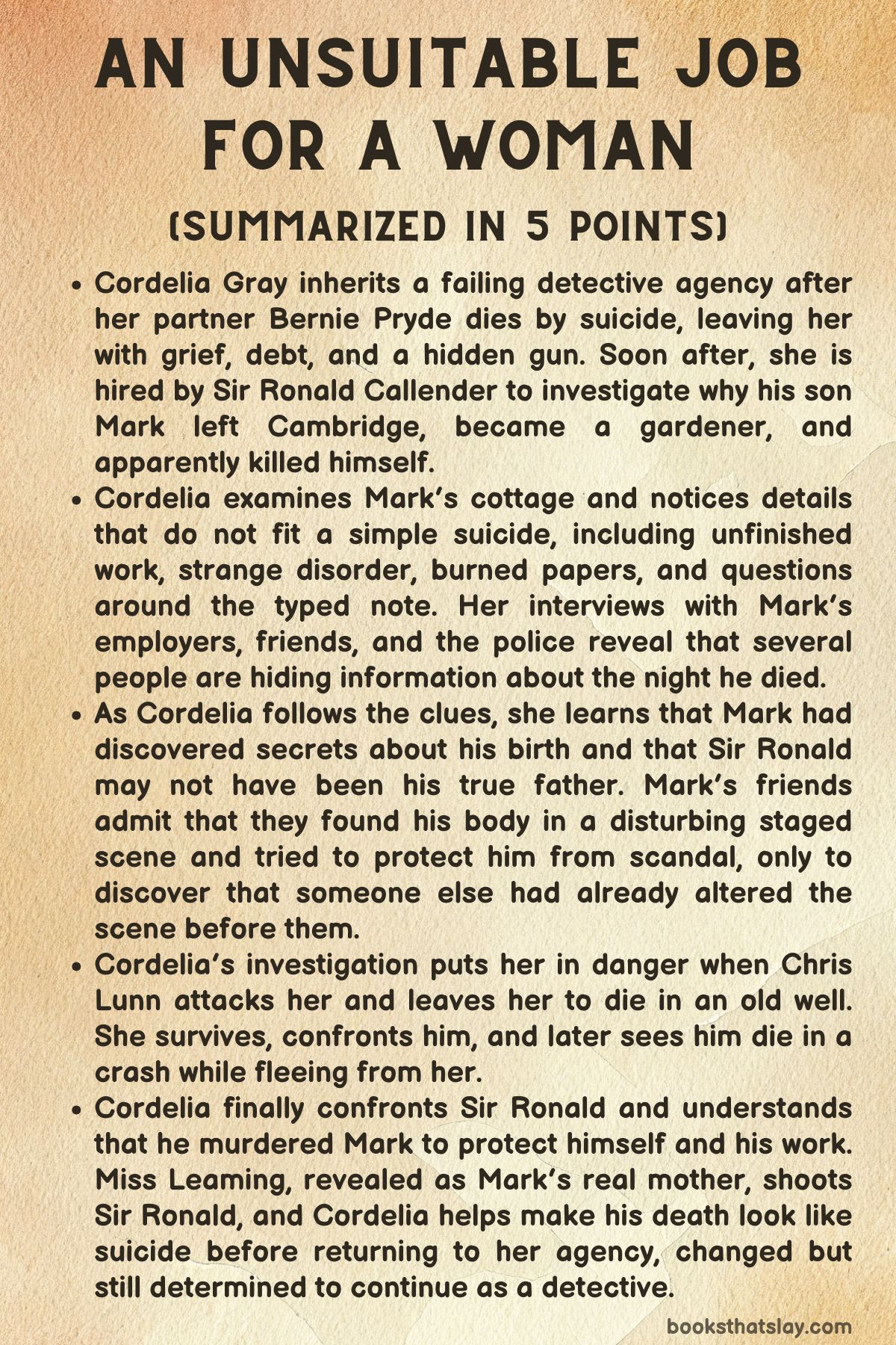 An Unsuitable Job for a Woman Summary