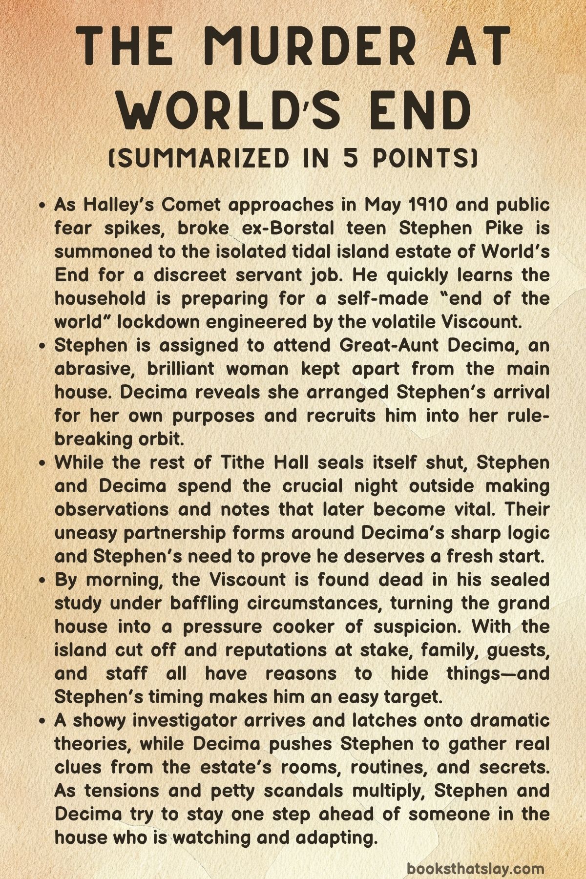 The Murder At World's End Summary