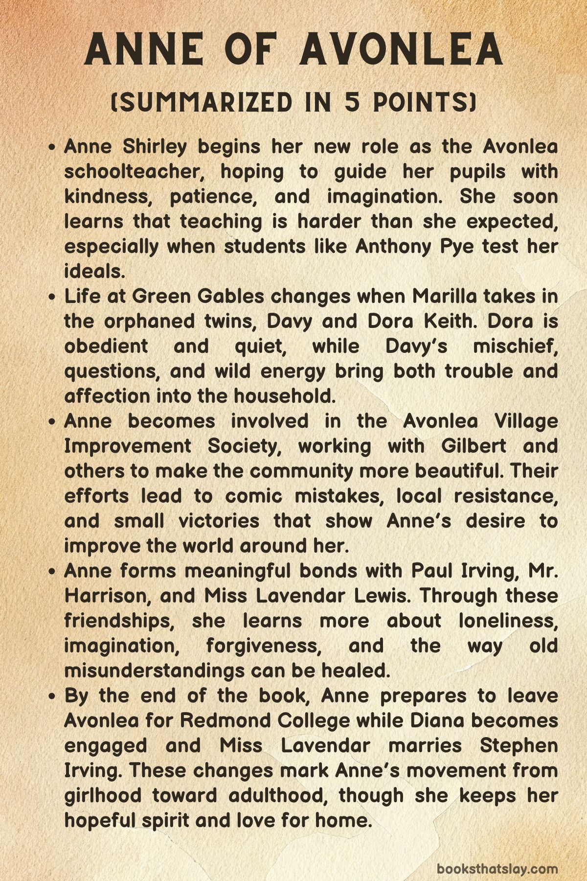Anne of Avonlea Summary