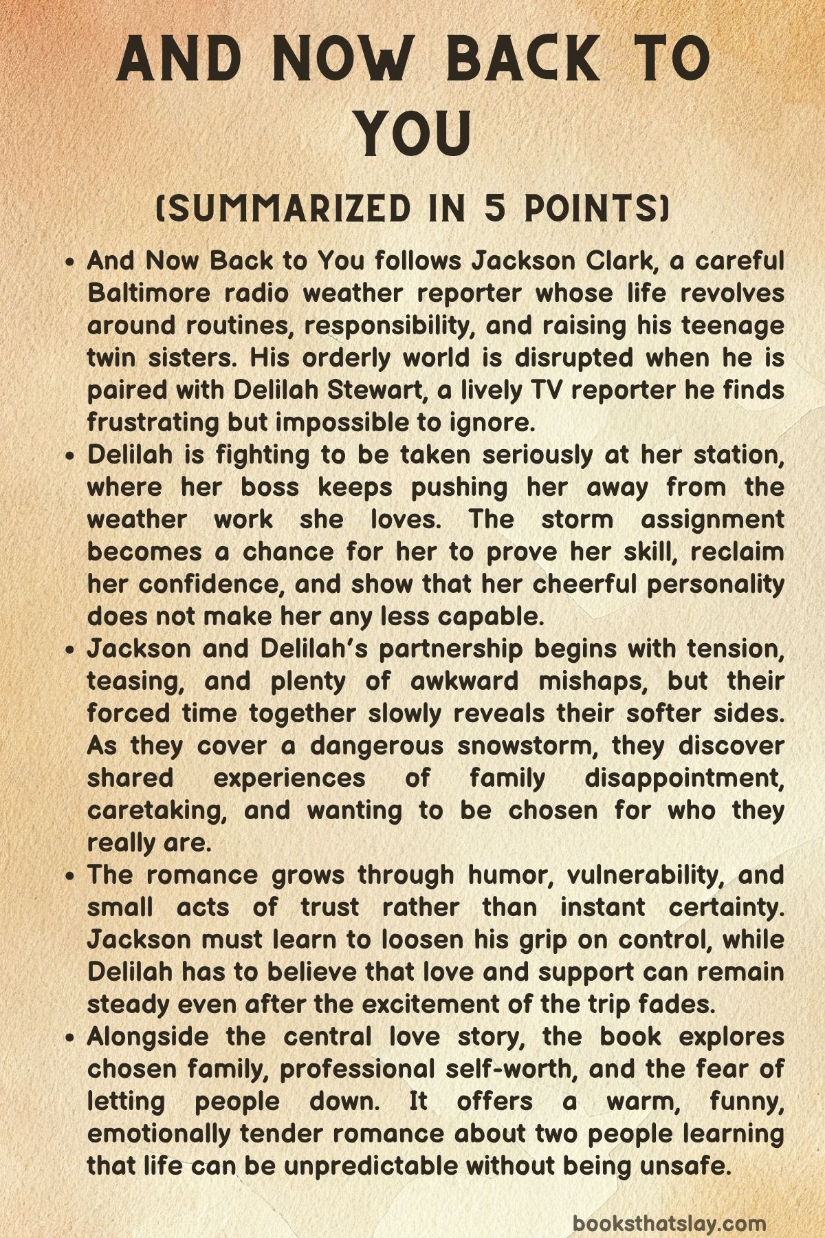 And Now Back To You Summary
