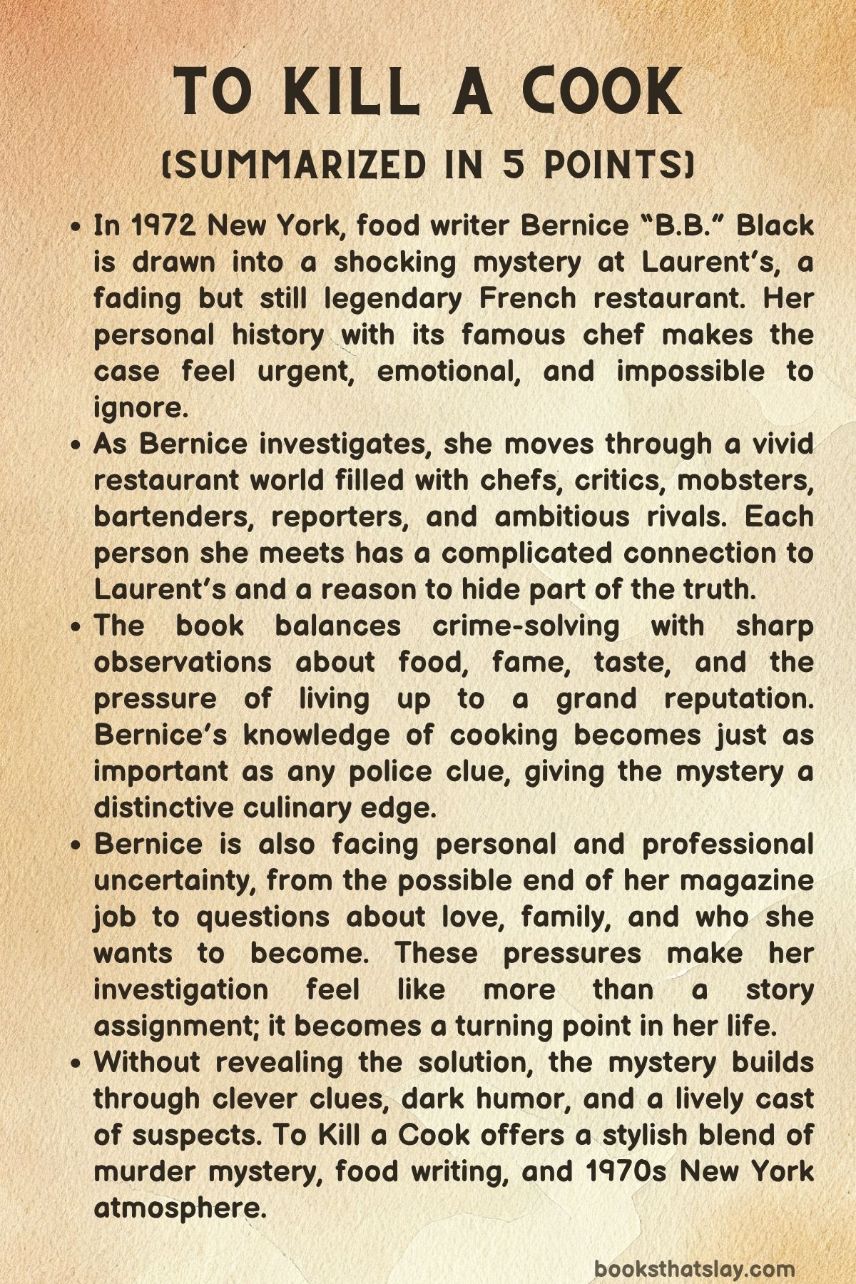 to kill a cook summary