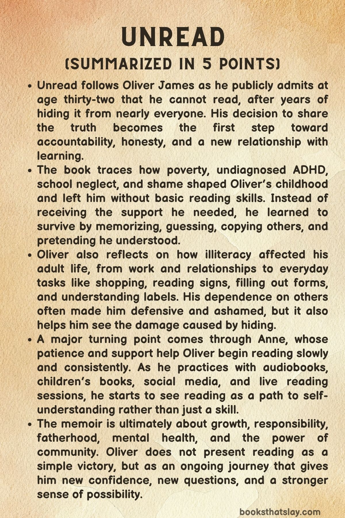 Unread by Oliver James Summary 