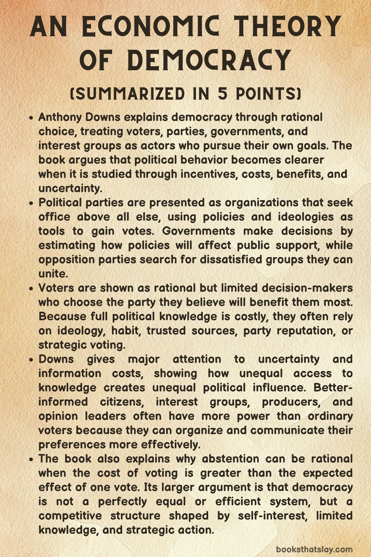 An Economic Theory of Democracy Summary