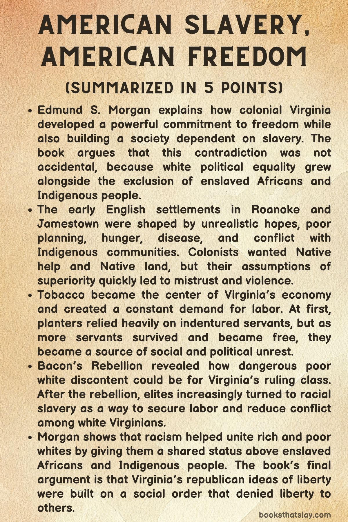 American Slavery American Freedom Summary