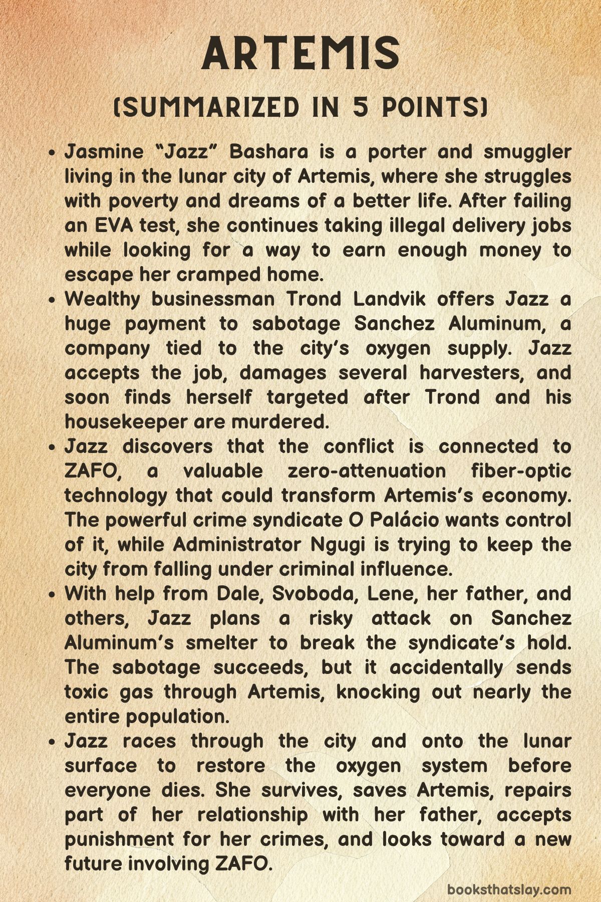 Artemis by Andy Weir Summary