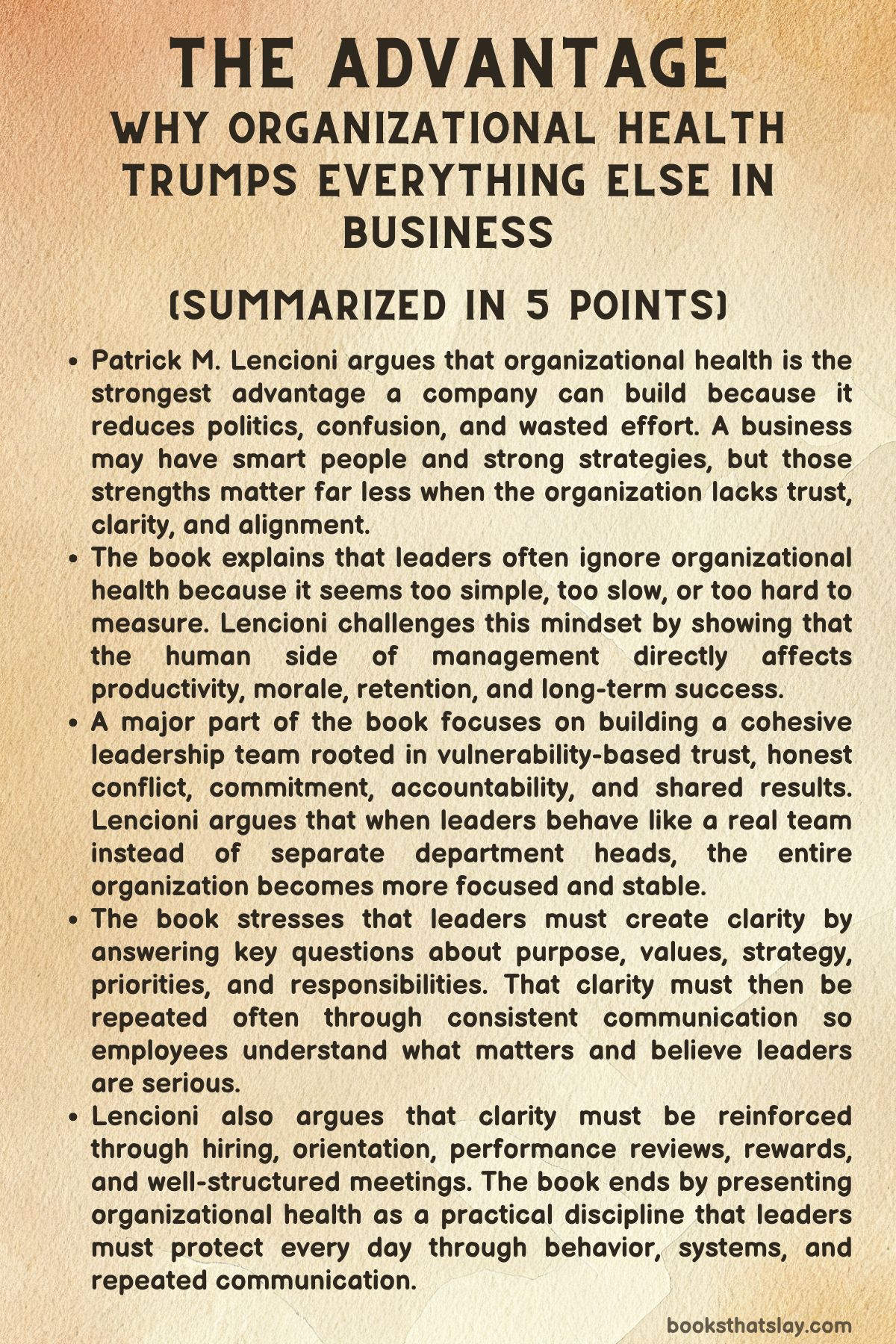The Advantage by Patrick M. Lencioni Summary 