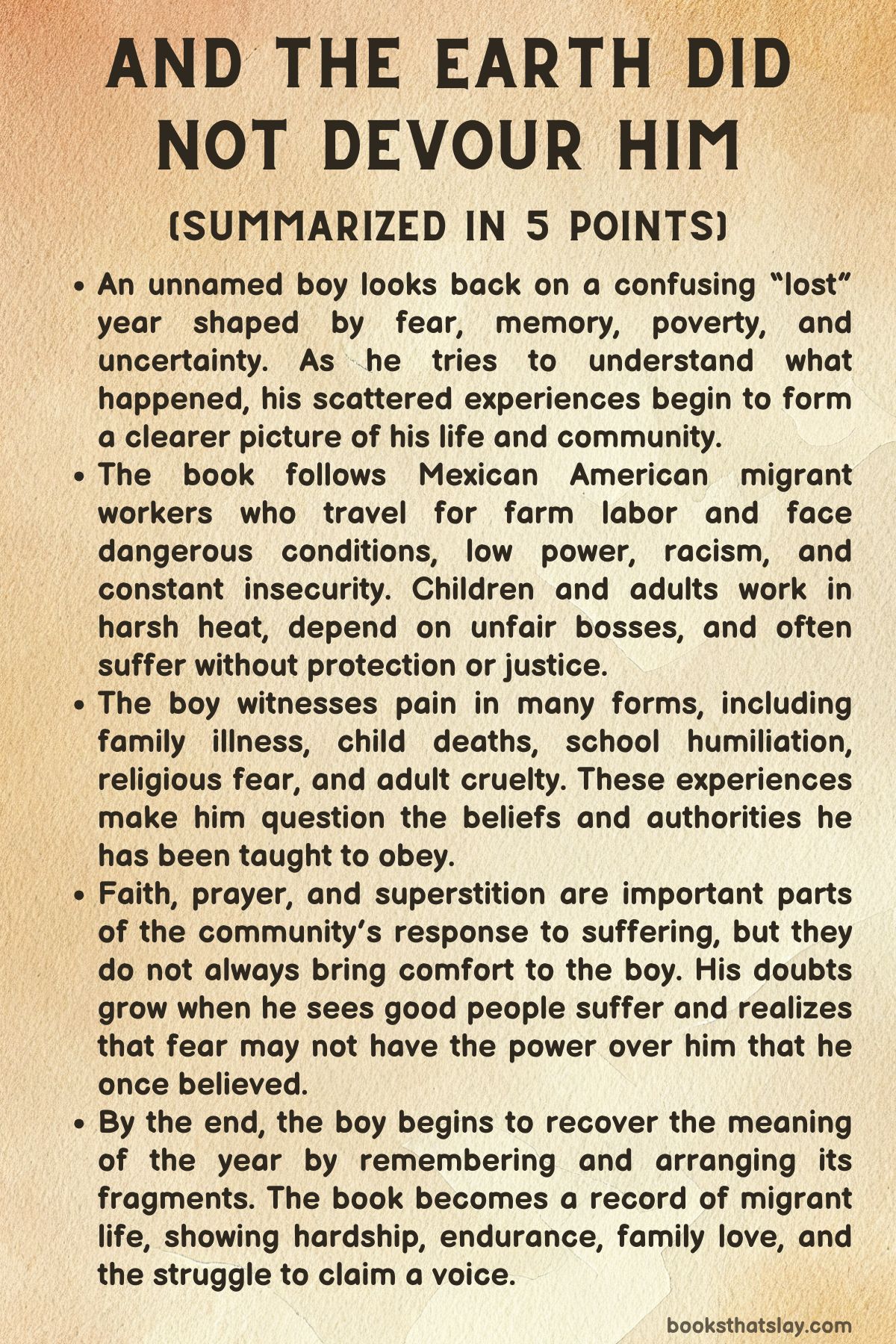 And The Earth Did Not Devour Him Summary