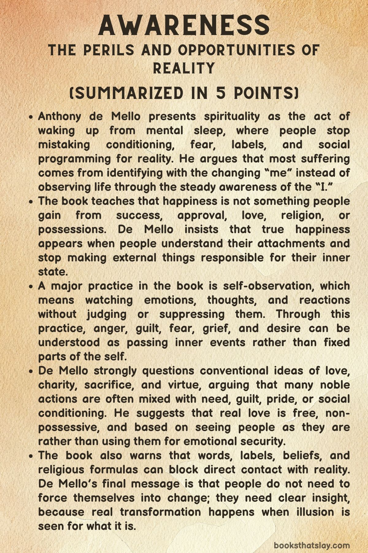 Awareness by Anthony de Mello Summary
