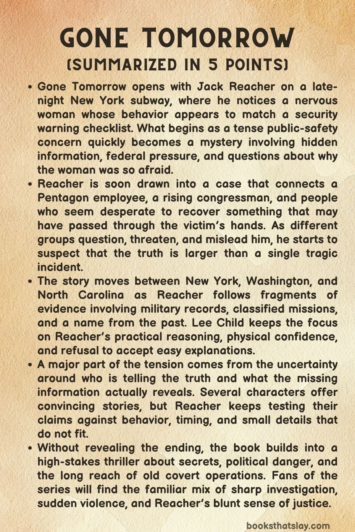 Gone Tomorrow Summary