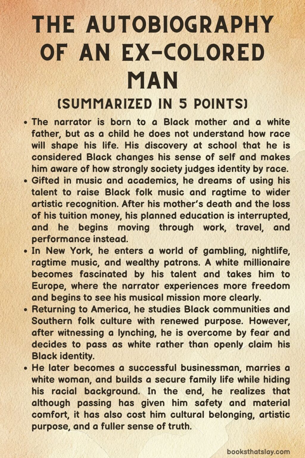 The Autobiography of an Ex-Colored Man Summary and Analysis