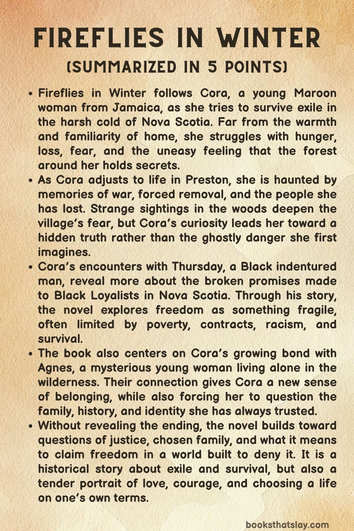 Fireflies in Winter Summary