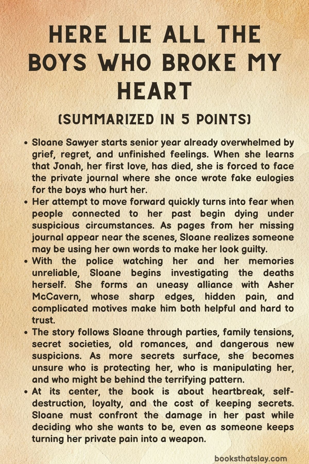 Here Lie All The Boys Who Broke My Heart Summary