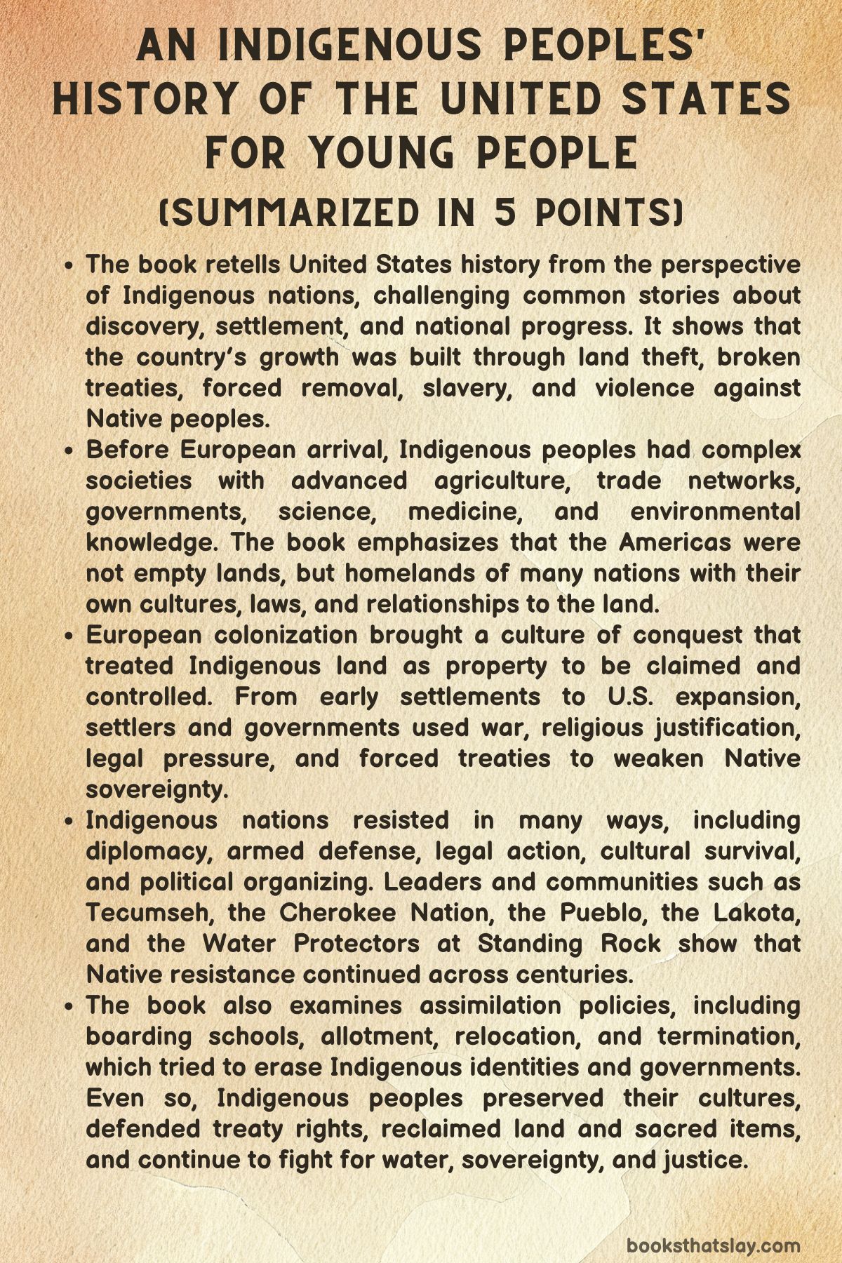 An Indigenous Peoples' History of the United States for Young People Summary