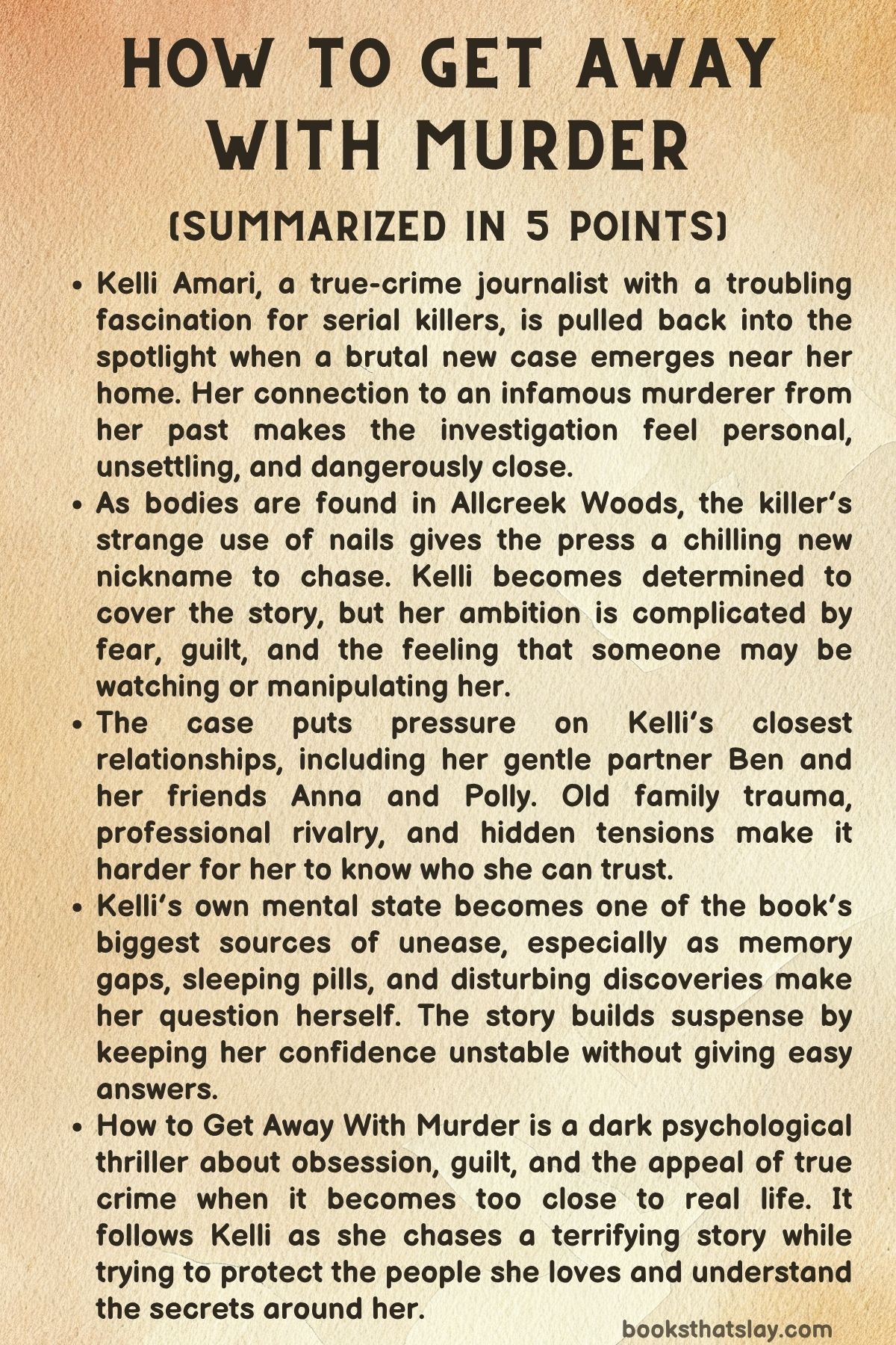 How to Get Away With Murder by Tam Barnett Summary