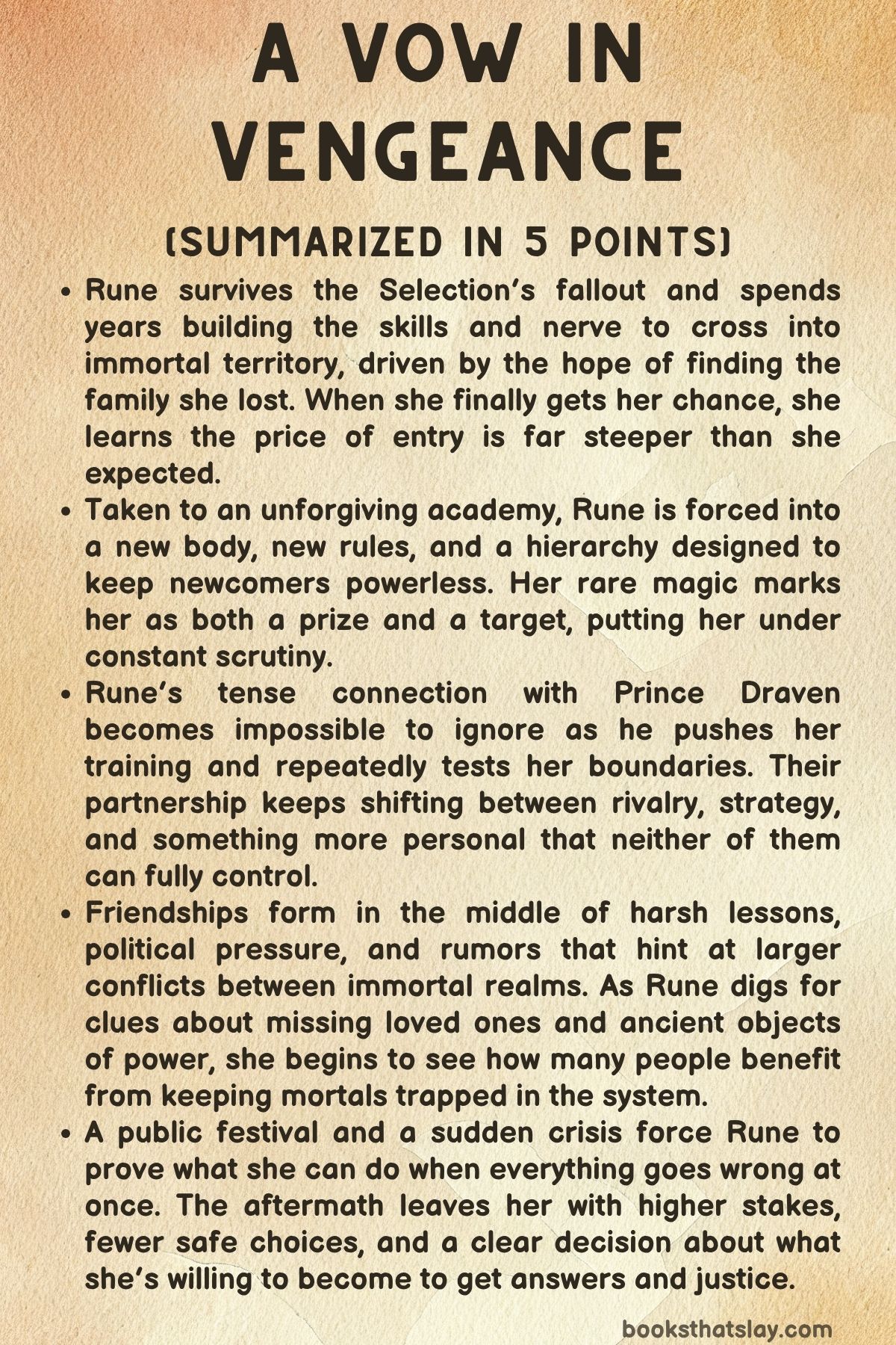 A Vow in Vengeance Summary