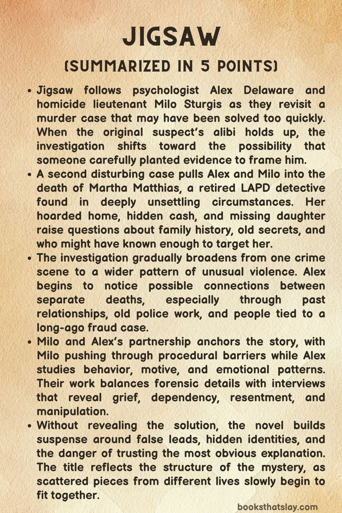 Jigsaw by Jonathan Kellerman Summary