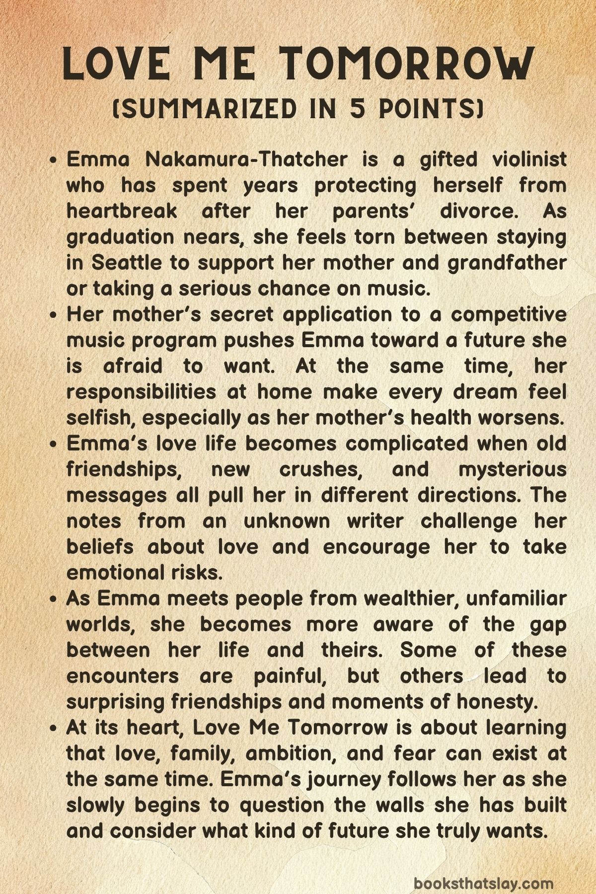 Love Me Tomorrow Summary