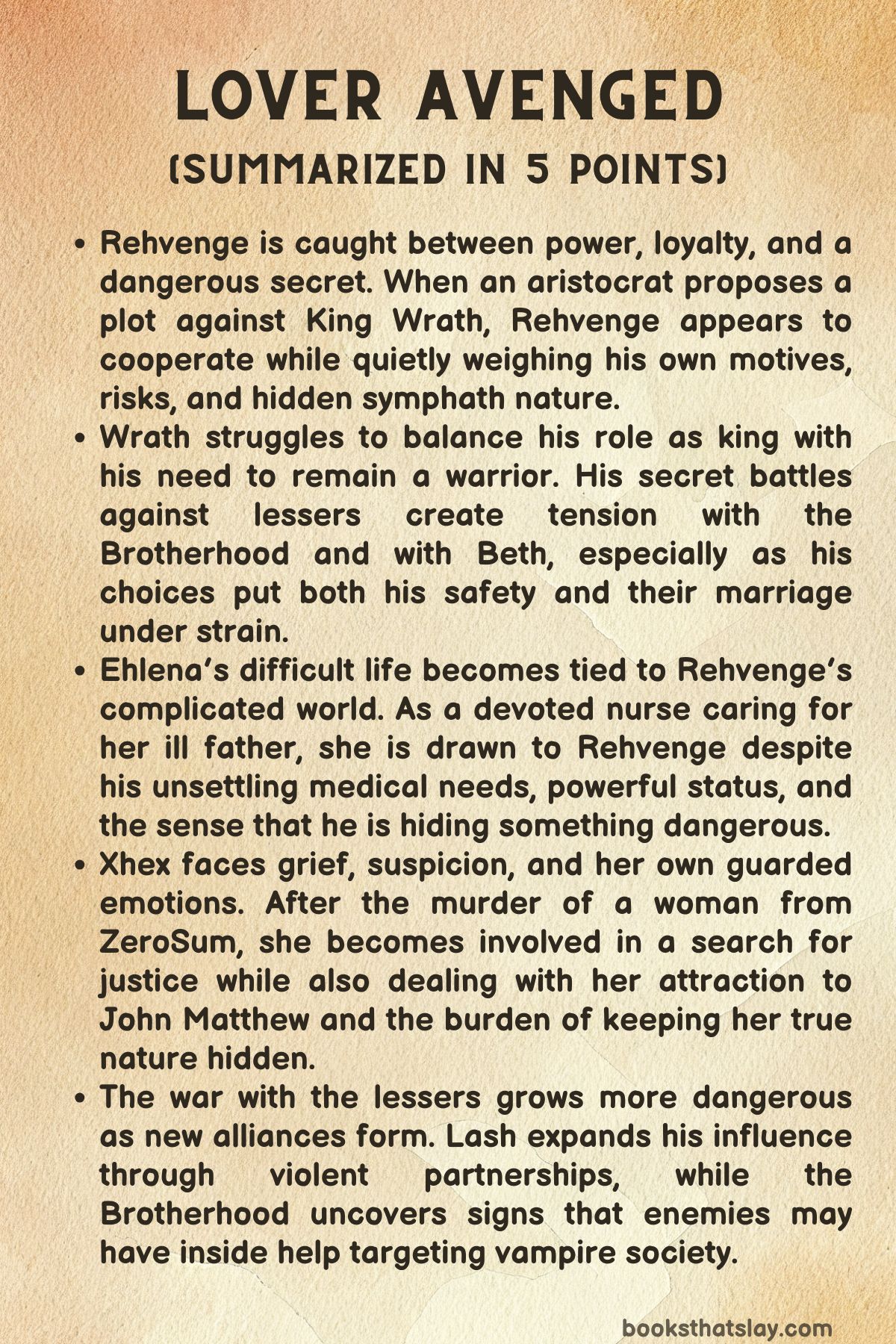 Lover Avenged Summary