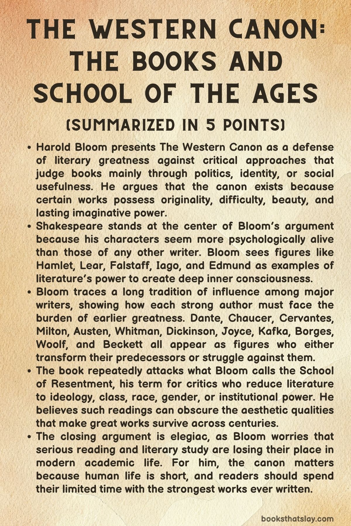 The Western Canon: The Books and school of the ages Summary