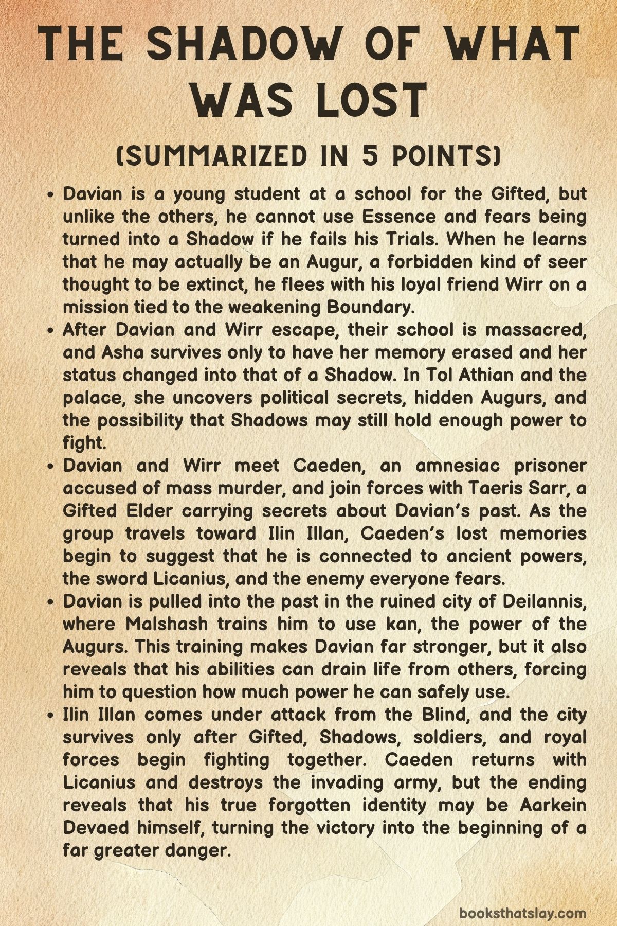 the shadow of what was lost summary