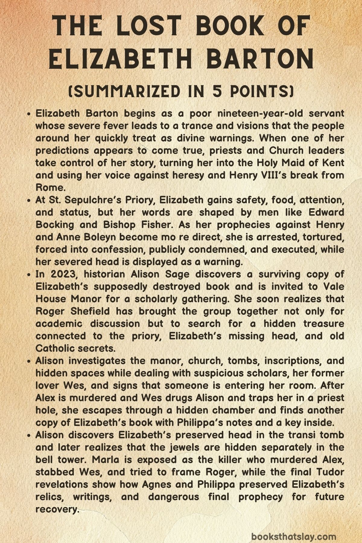 The Lost Book of Elizabeth Barton Summary